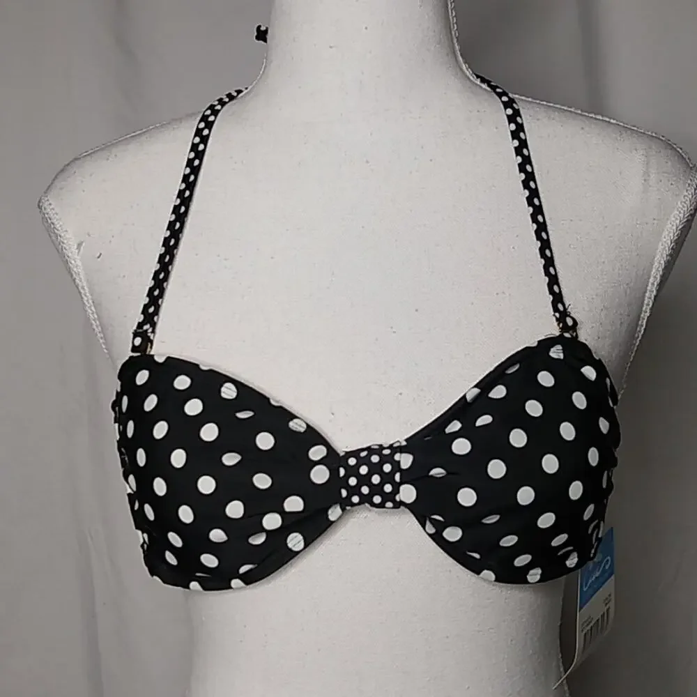 California Waves Black/White Polka Dot Bikini Top